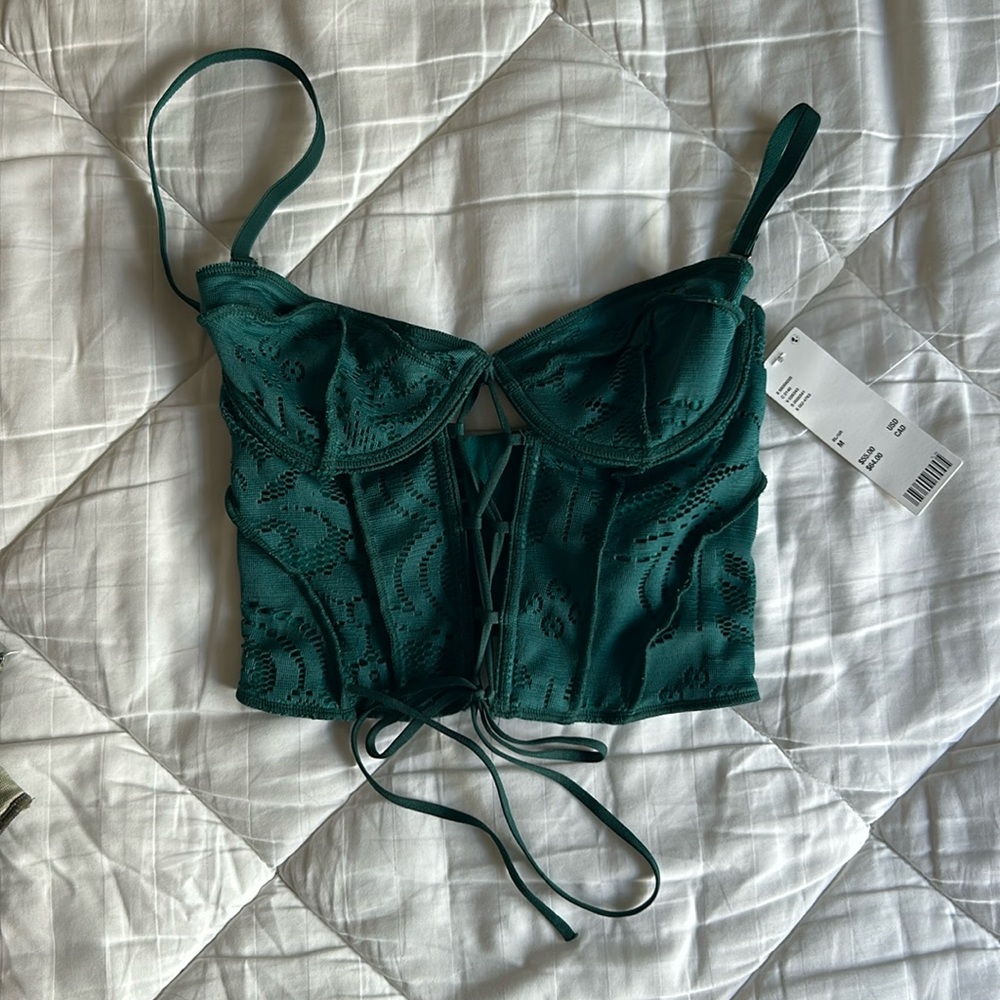 New forest green corset top